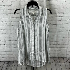 Garnet Hill 100% Linen Striped Tank Size 4